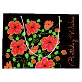 大花誕生日バッグブラックアンドコーラル ラージペーパーバッグ (裏面)