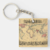 大英帝国の1850年代の地図世界中で キーホルダー (正面)