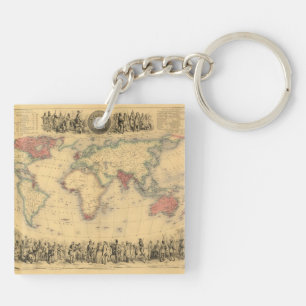 大英帝国の1850年代の地図世界中で キーホルダー