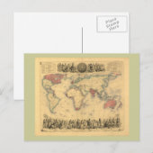 大英帝国の1850年代の地図世界中で ポストカード (正面/裏面)