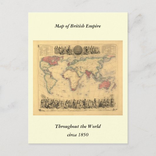 大英帝国の1850年代の地図世界中で ポストカード (正面)