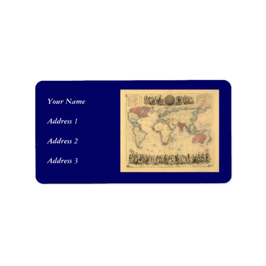 大英帝国の1850年代の地図世界中で ラベル (正面)