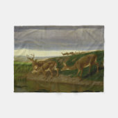 大草原の鹿(ウィリアム・ホルブルック・ヒゲ) フリースブランケット (正面(横))