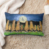 大草原ドッグムーンナイトシーンデザイナー枕 ランバークッション (ブランケット)