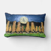 大草原ドッグムーンナイトシーンデザイナー枕 ランバークッション (正面)