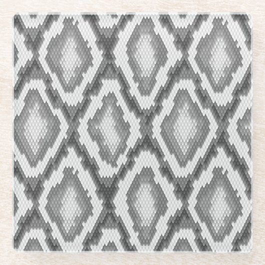 大蛇のスネークスキンパターン ガラスコースター (正面)