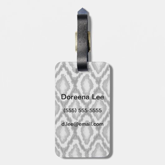 大蛇のスネークスキンパターン ラゲッジタグ (裏面縦)