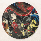 大蛇のヒキガエルと戦う侍 ラウンドペーパーコースター (正面)