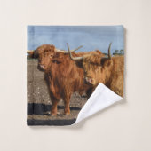 大褐色ハイランド牛、バスタオオルセット バスタオルセット (ウォッシュタオル)