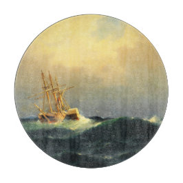 大西洋で嵐に巻き込まれた船海 カッティングボード