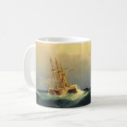 大西洋で嵐に巻き込まれた船海 コーヒーマグカップ (正面左)