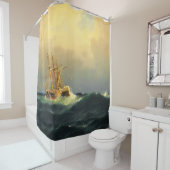 大西洋で嵐に巻き込まれた船海 シャワーカーテン (インサイチュ)