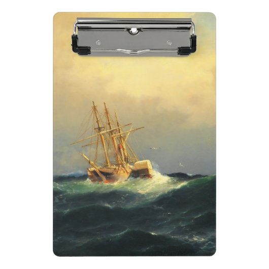 大西洋で嵐に巻き込まれた船海 ミニクリップボード (正面)