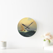 大西洋で嵐に巻き込まれた船海 ラウンド壁時計 (ホーム)