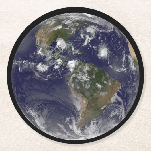 大西洋で熱帯嵐を示す全地球 ラウンドペーパーコースター (正面)