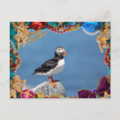 大西洋のパフィンのクリスマスカード シーズンポストカード (正面)