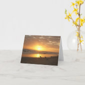 大西洋のビーチ、NCの日没 カード (黄色い花)