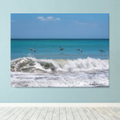 大西洋の上のペリカン海 キャンバスプリント (インサイチュ (ウッドフロア))