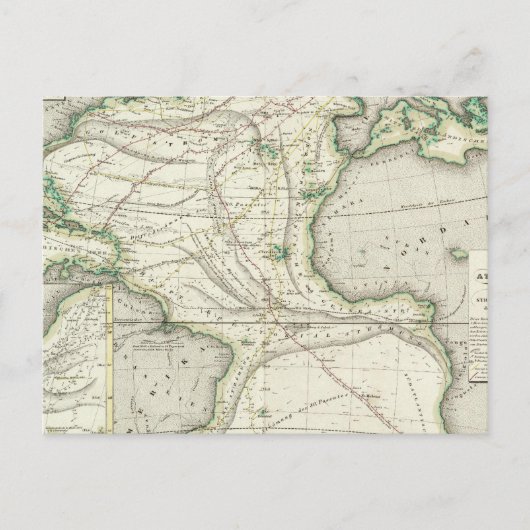 大西洋の地図海 ポストカード (正面)