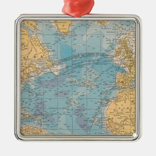 大西洋の地図 メタルオーナメント (正面)
