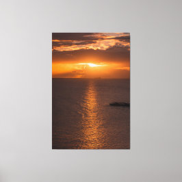 大西洋の夕暮れ時の戦車船海 キャンバスプリント