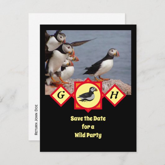 大西洋の水泳漫画のモノグラム写真 インビテーションポストカード (正面/裏面)