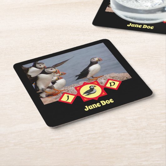 大西洋の水泳漫画のモノグラム写真 スクエアペーパーコースター (アングル)