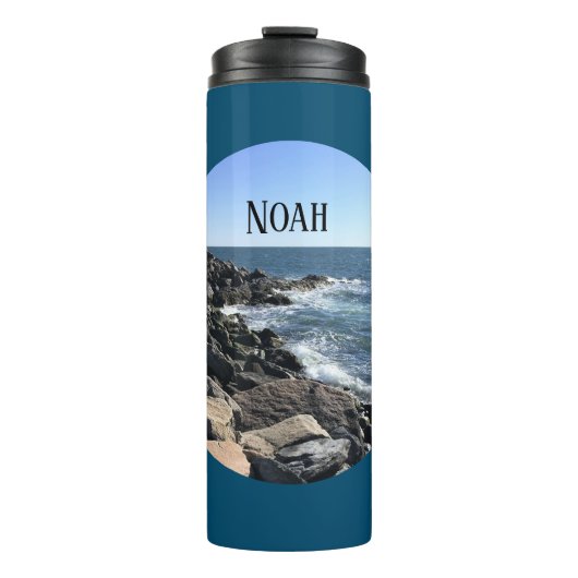 大西洋の海ロッキーショア海の丸い写真 タンブラー (正面)