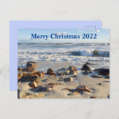 大西洋の海波の写真クリスマス シーズンポストカード (正面/裏面)