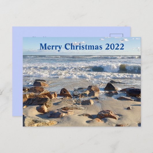 大西洋の海波の写真クリスマス シーズンポストカード (正面/裏面)