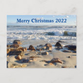 大西洋の海波の写真クリスマス シーズンポストカード (正面)