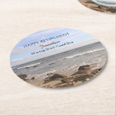 大西洋の海波の写真ハッピー・リタイア ラウンドペーパーコースター (アングル)