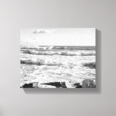 大西洋の海波の白黒写真 キャンバスプリント (正面)