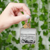 大西洋の海波の白黒写真 キーホルダー (手)