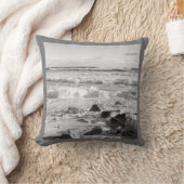 大西洋の海波の白黒写真 クッション (ブランケット)