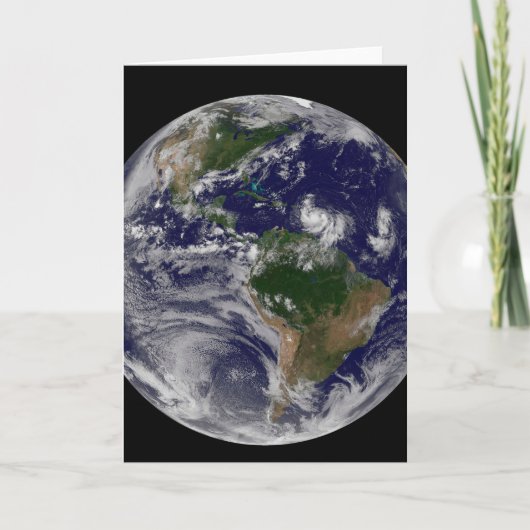 大西洋の熱帯性嵐のある完全な地球 カード (正面)
