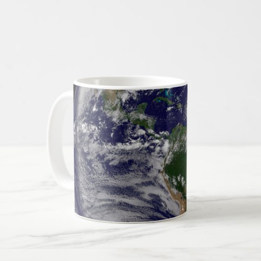 大西洋の熱帯性嵐のある完全な地球 コーヒーマグカップ (正面左)