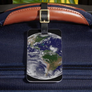 大西洋の熱帯性嵐のある完全な地球 ラゲッジタグ