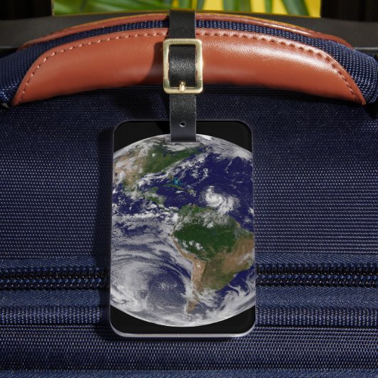 大西洋の熱帯性嵐のある完全な地球 ラゲッジタグ (正面インサイチュ2)