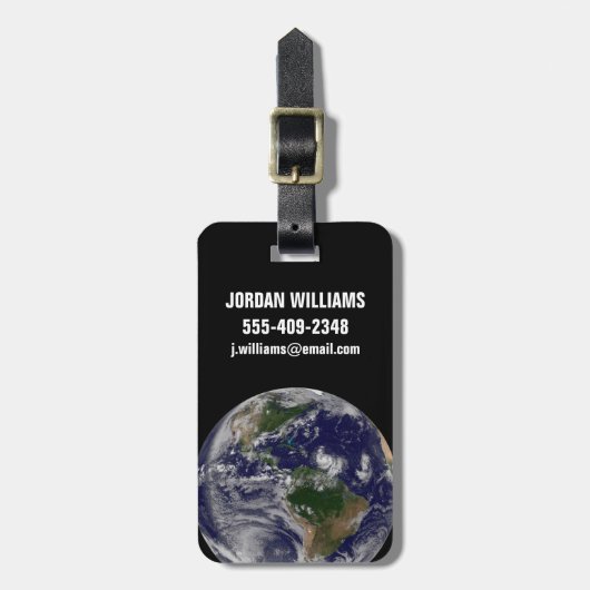 大西洋の熱帯性嵐のある完全な地球 ラゲッジタグ (正面縦)