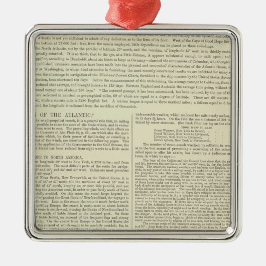 大西洋の物理的な図表 メタルオーナメント (正面)