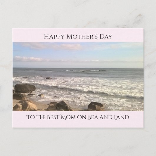 大西洋の美しい写真がプリントされたママと海好きのためのピンクのポストカード ポストカード (正面)