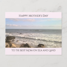 大西洋の美しい写真がプリントされたママのための海好きピンク ポストカード