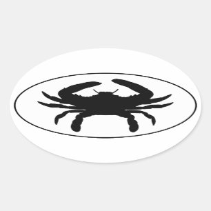 大西洋の青カニのヨーロッパのスタイルの楕円形のステッカーのロゴ 楕円形シール