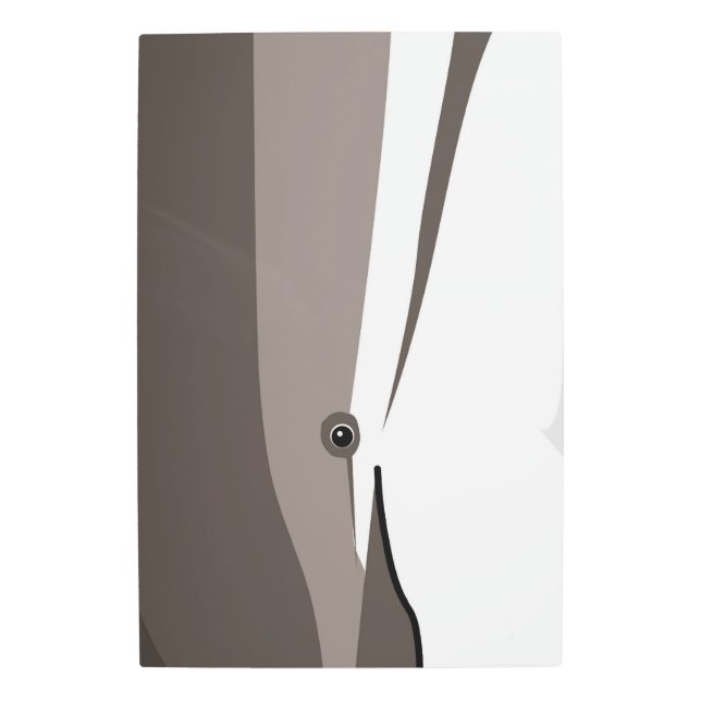 大西洋ドルフィンかわいい顔スマイル様式化グレーウィー メタルプリント (正面)