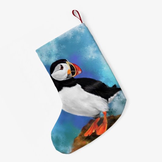 大西洋パフィンのバードクリスマスストッキング絵画- スモールクリスマスストッキング (裏面 (吊り時))