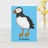 大西洋パフィンイラストレーション カード (黄色い花)