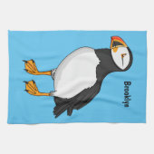 大西洋パフィンイラストレーション キッチンタオル (横)
