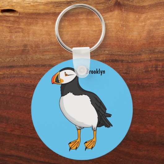 大西洋パフィンイラストレーション キーホルダー (正面)