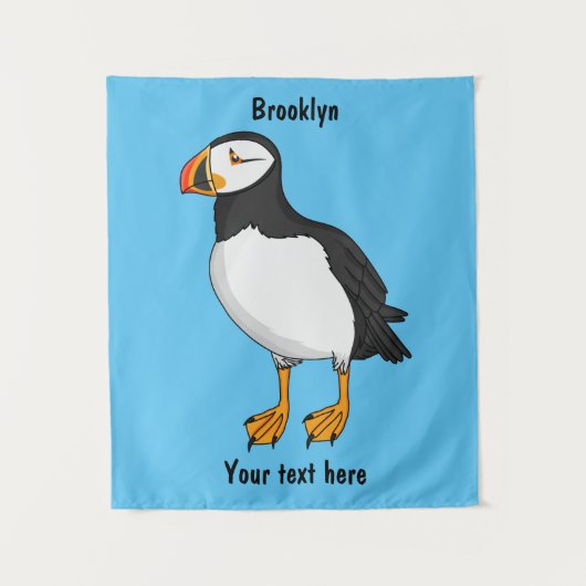 大西洋パフィンイラストレーション タペストリー (正面)